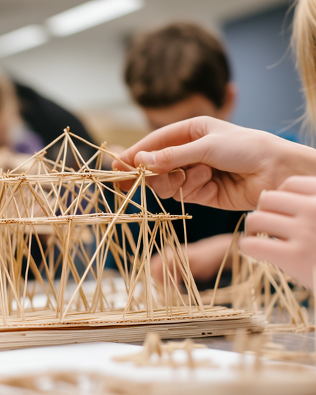 Middle Schoolers Building with Toothpicks